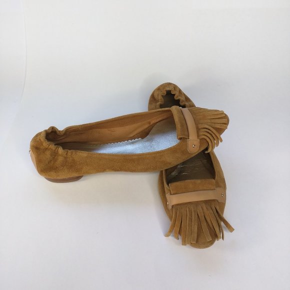 Giorgio Armani Shoes - Giorgio Armani Beige Suede Leather Fringe Flats Size 40